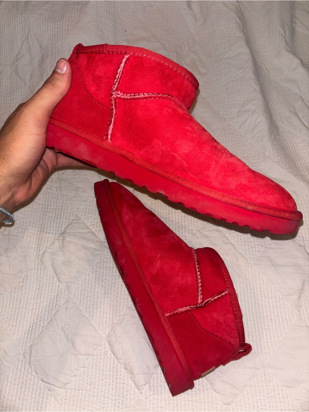 UGG Women's Red Suede Mini Boot Slippers